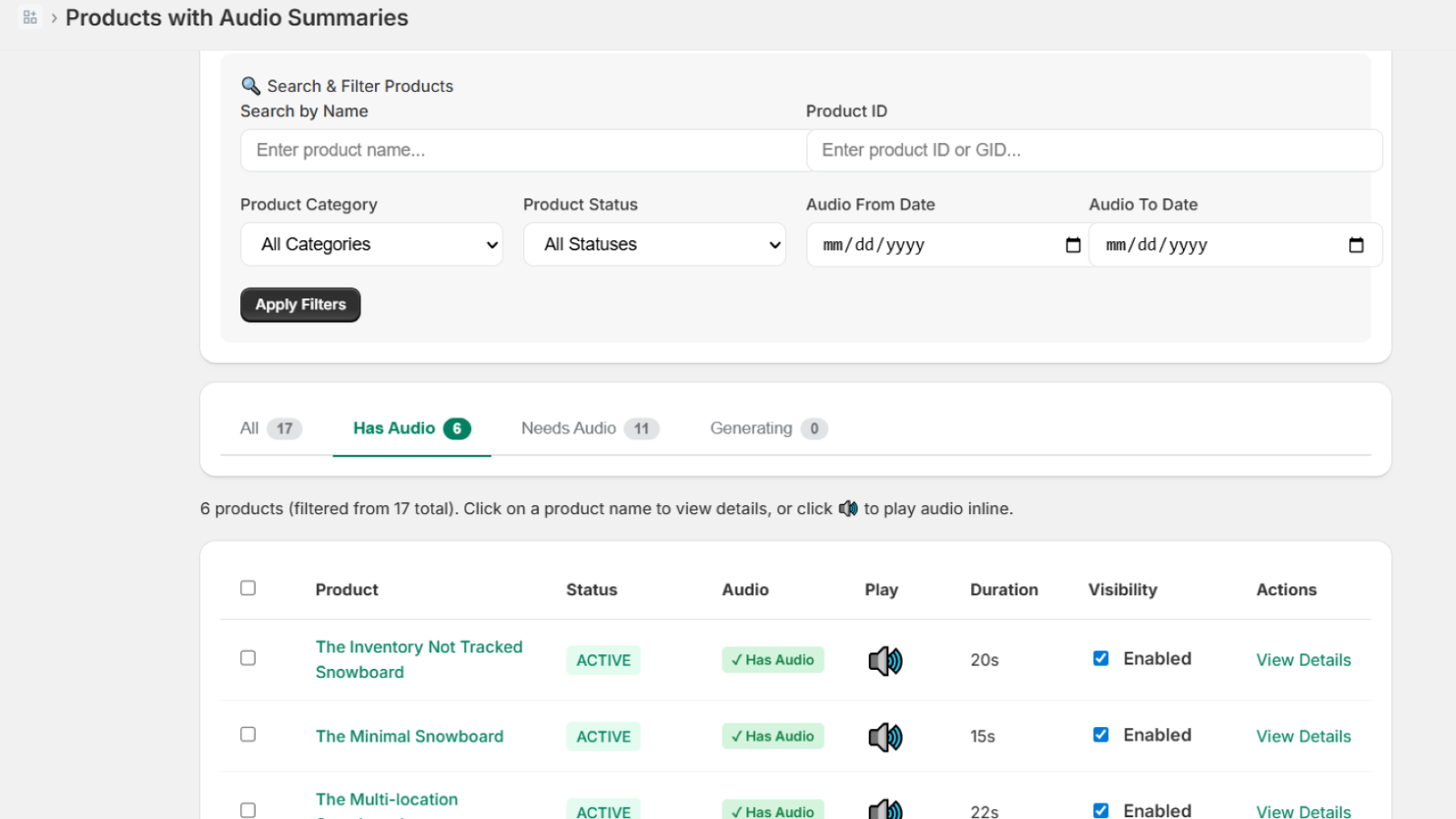 Easily control all your audio generations