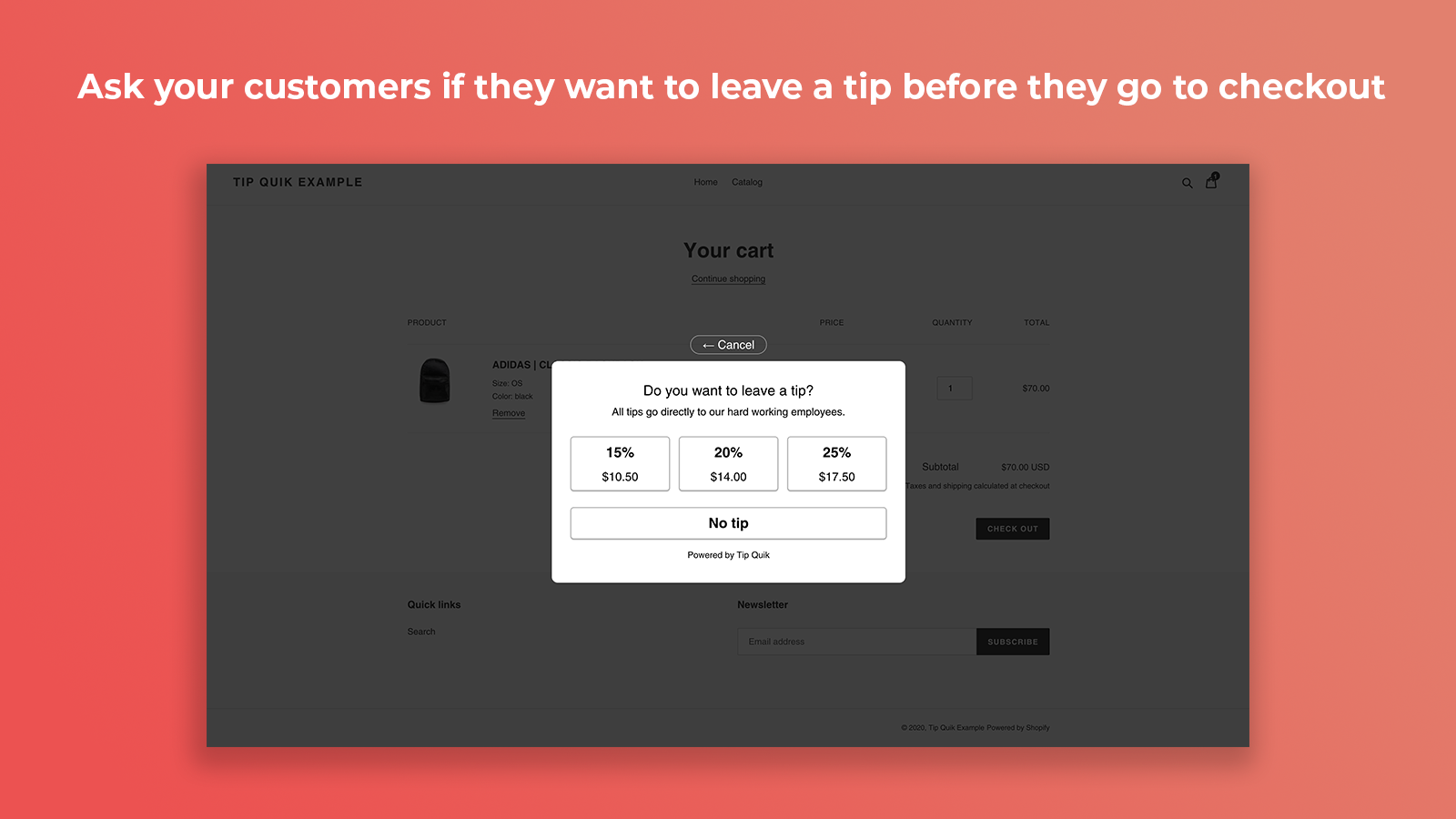 Tip modal on site
