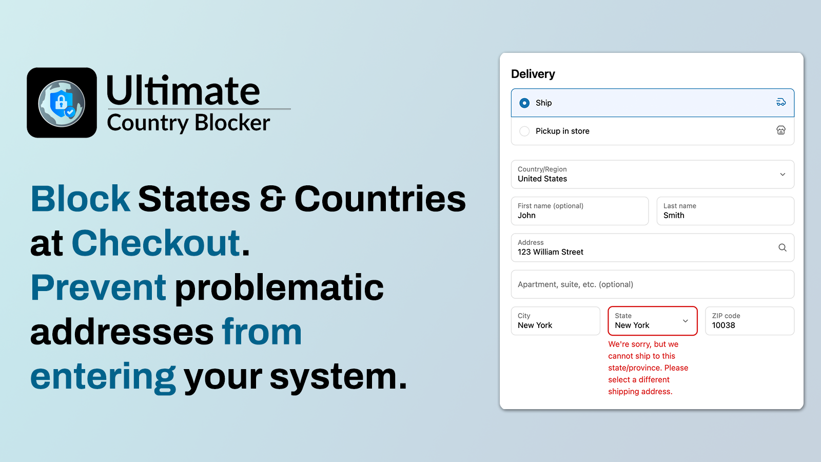 Block States & Countries at Checkout