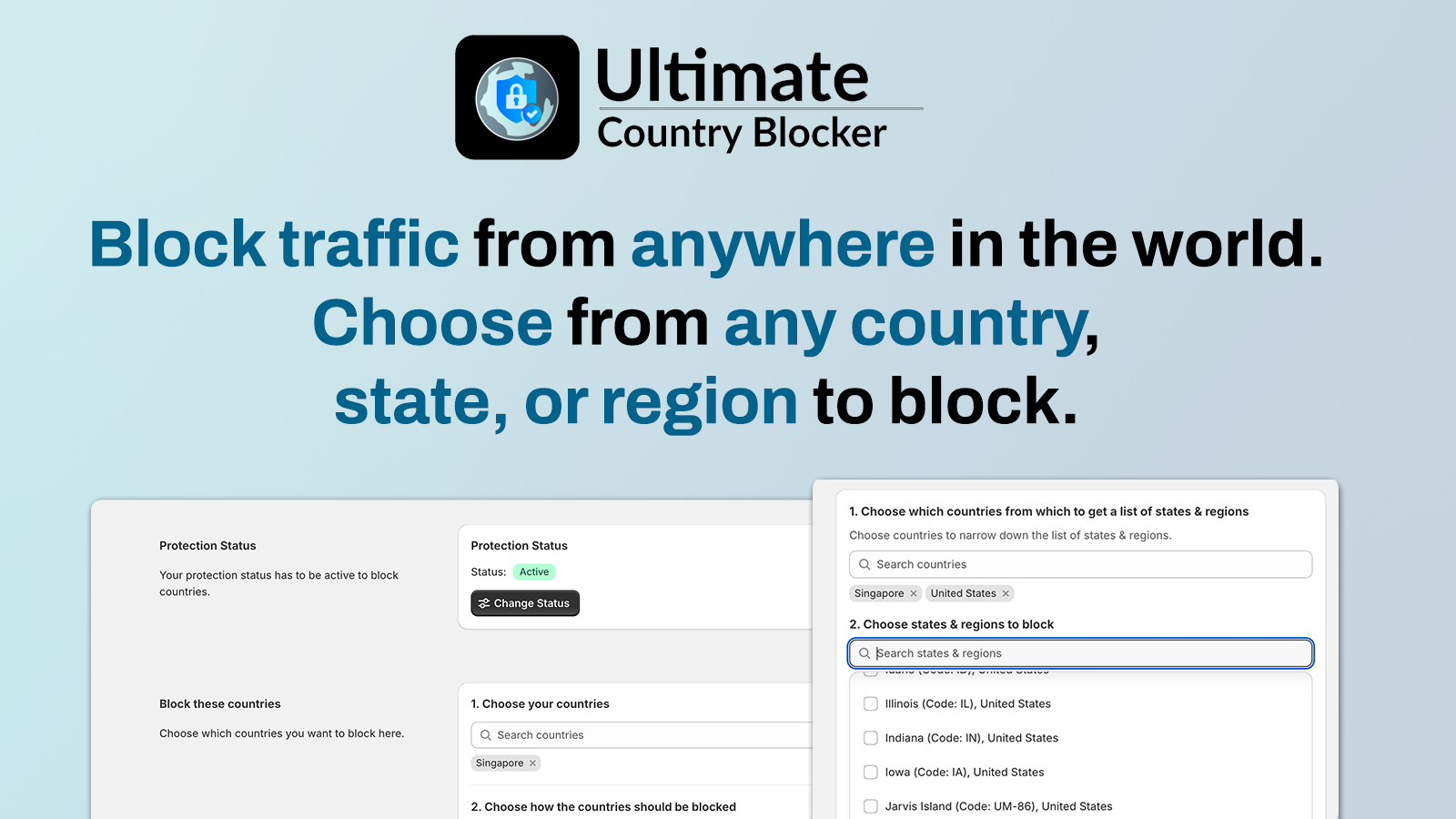 Block traffic from anywhere in the world.