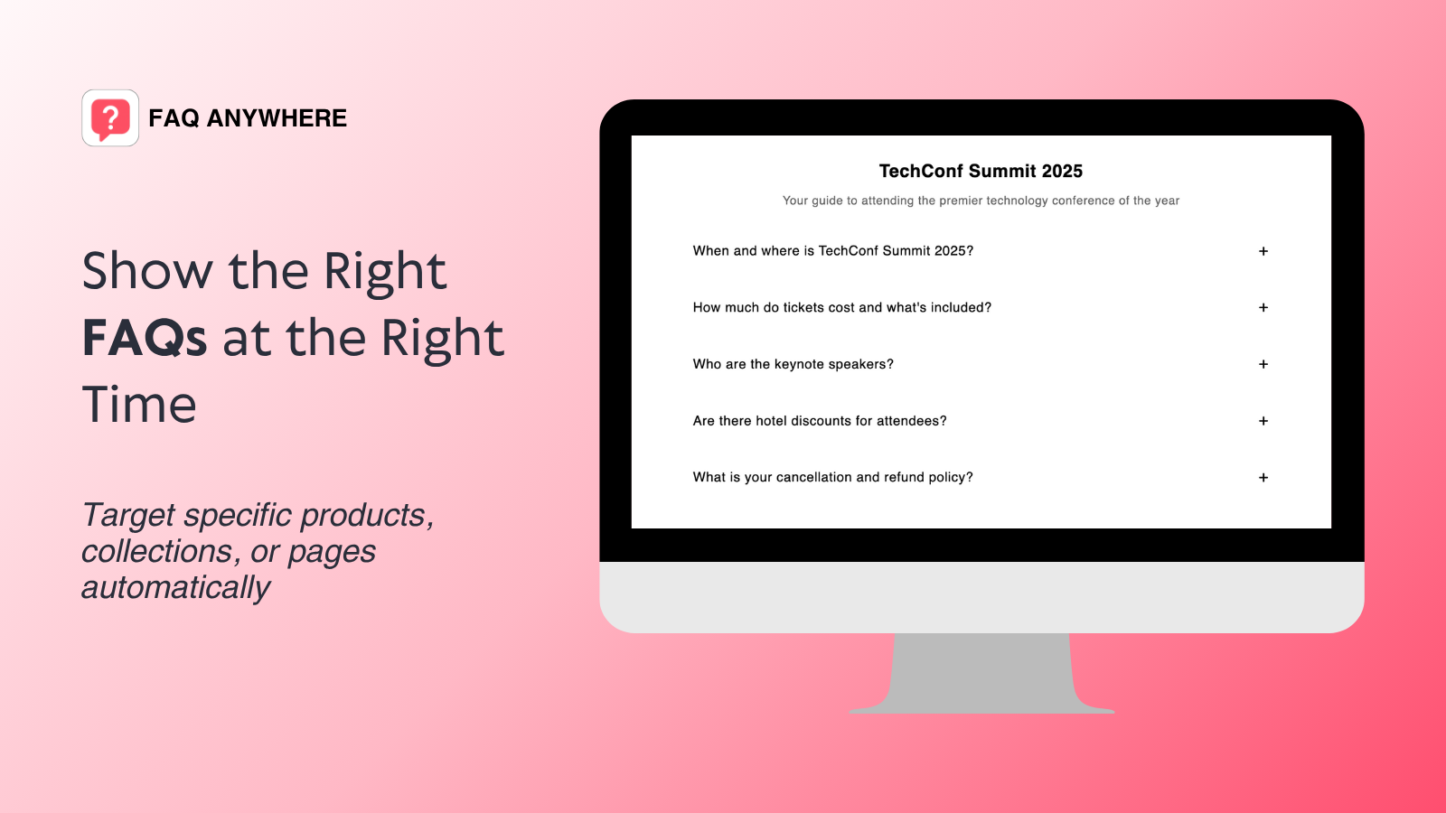 FAQ anywhere - show the right widget