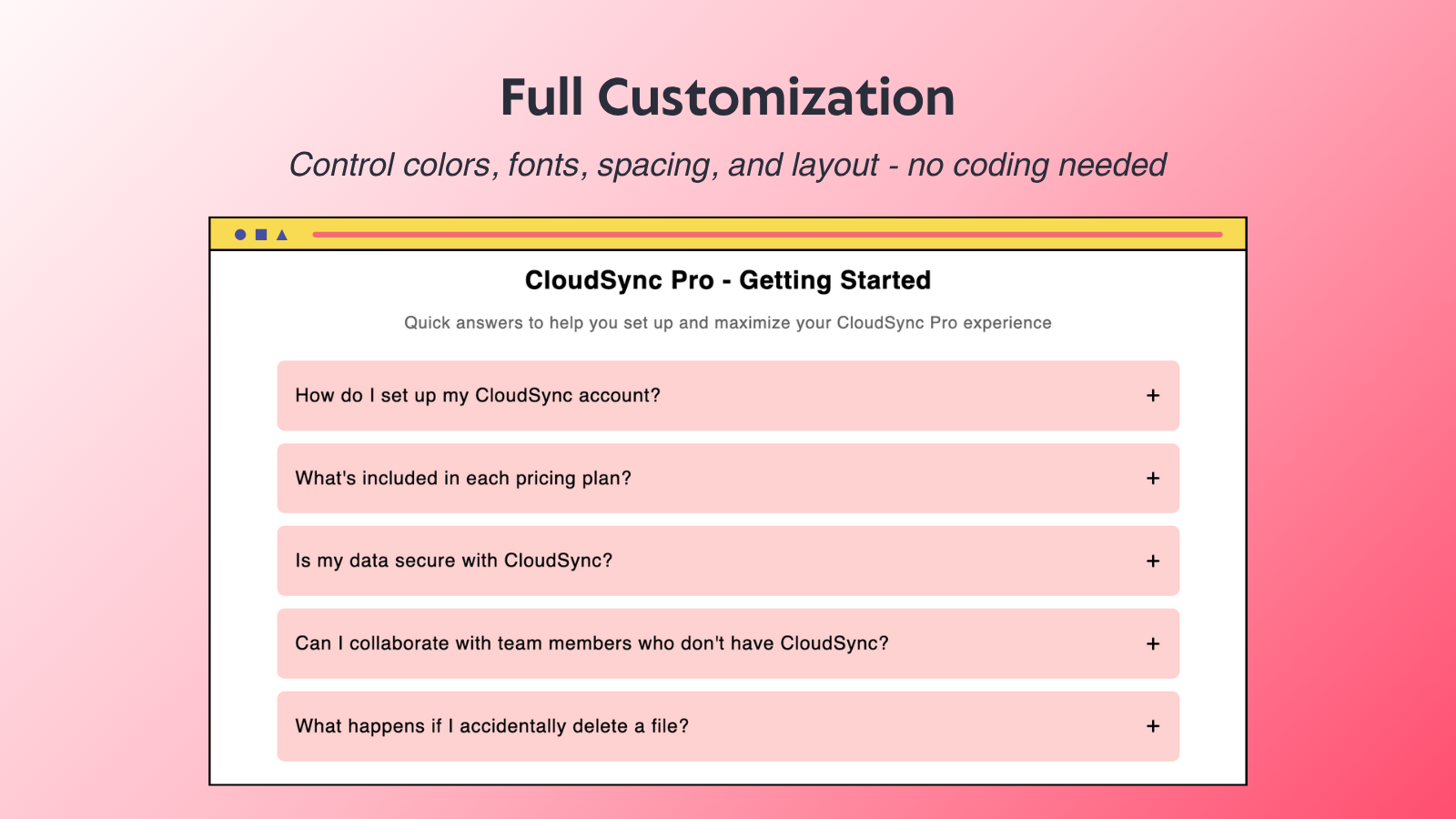 FAQ anywhere - full customization