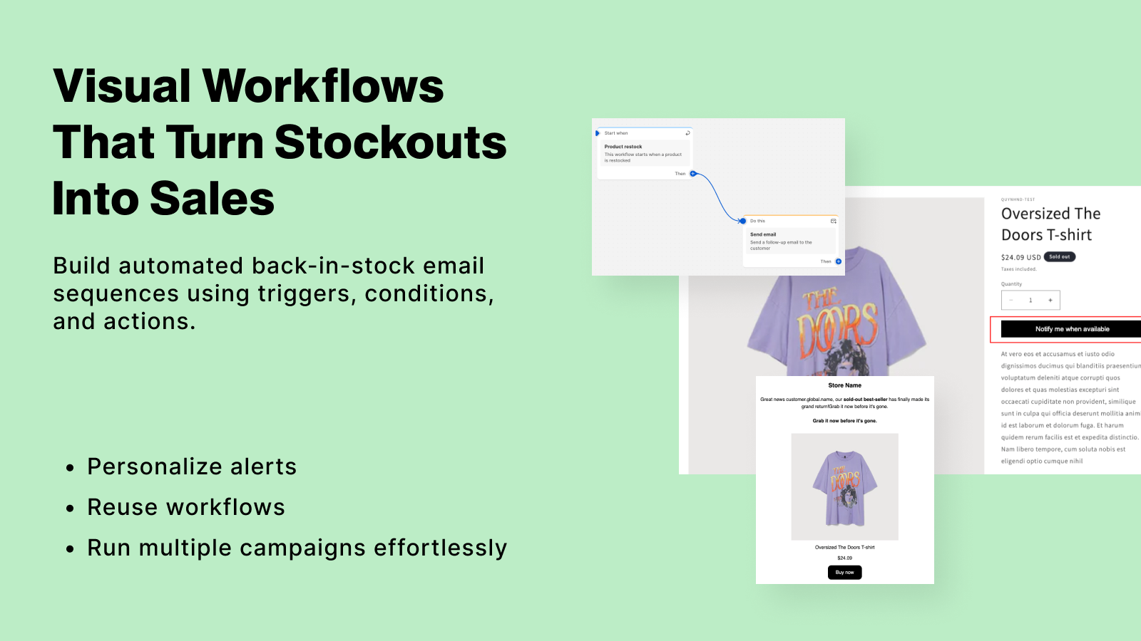 Visual workflows that turn back in stock alerts into sales