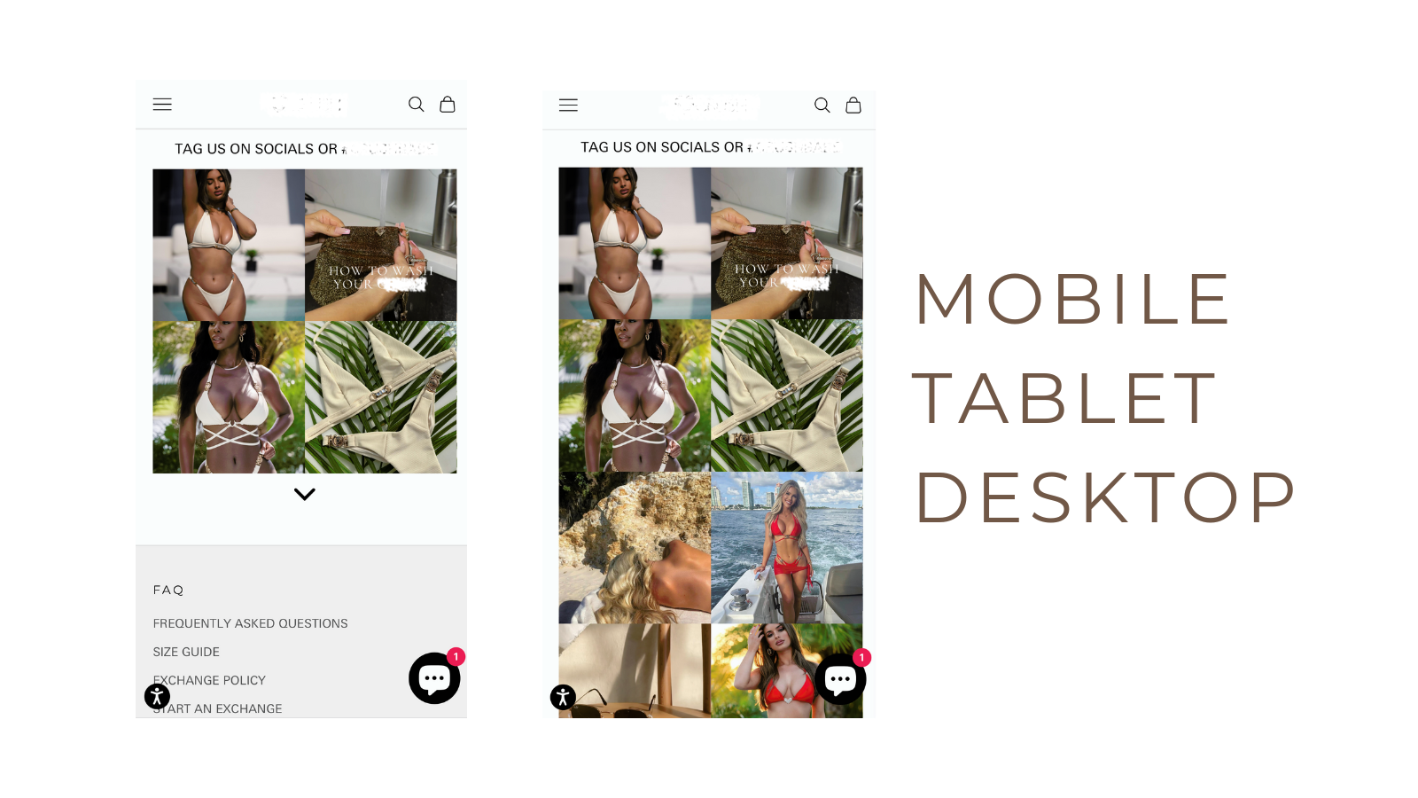 Responsive mobile tablet gallery Instagram & UGC uploads