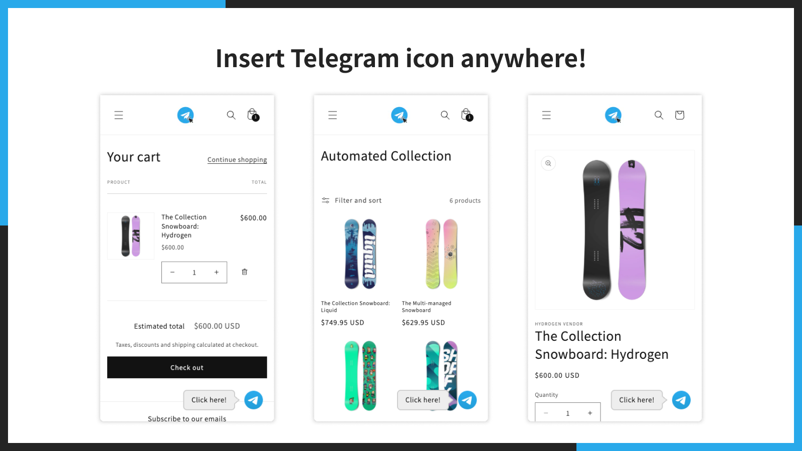 Insert Telegram icon anywhere!