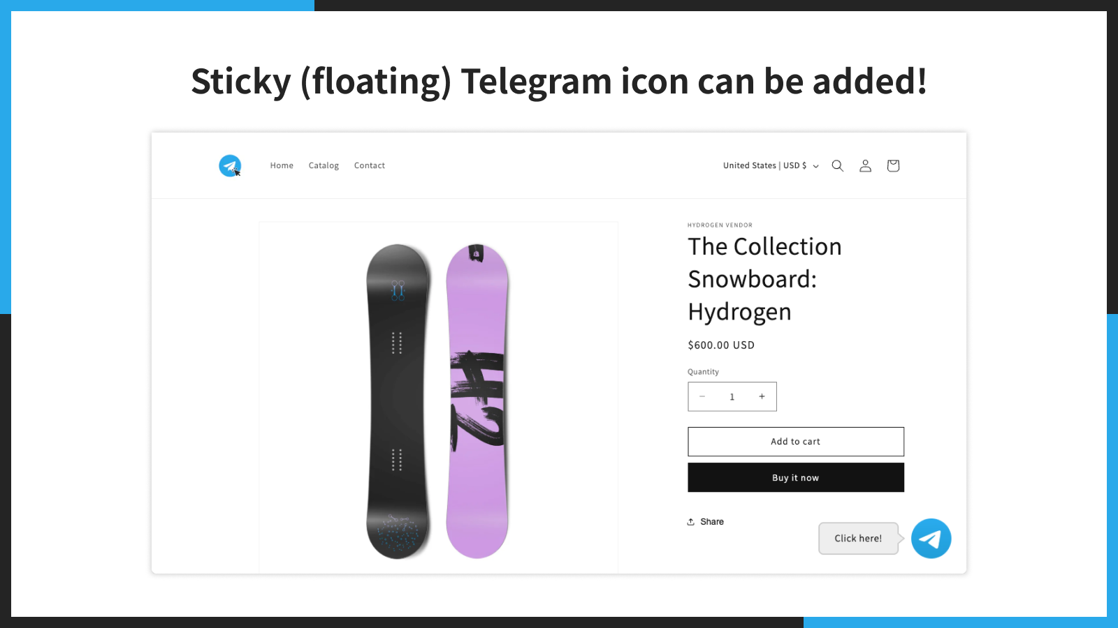 Sticky (floating) Telegram icon can be added!