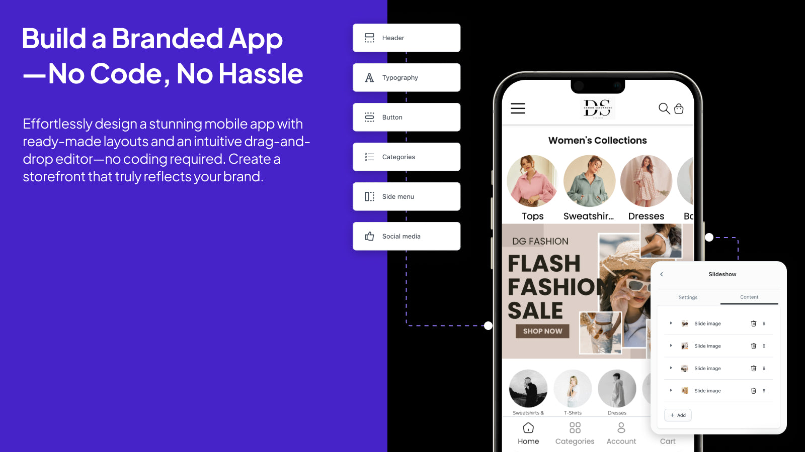 Create a custom mobile app easily with drag-and-drop tools