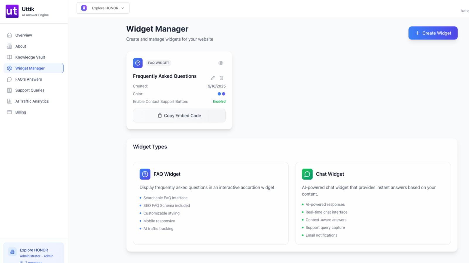 Widget Management