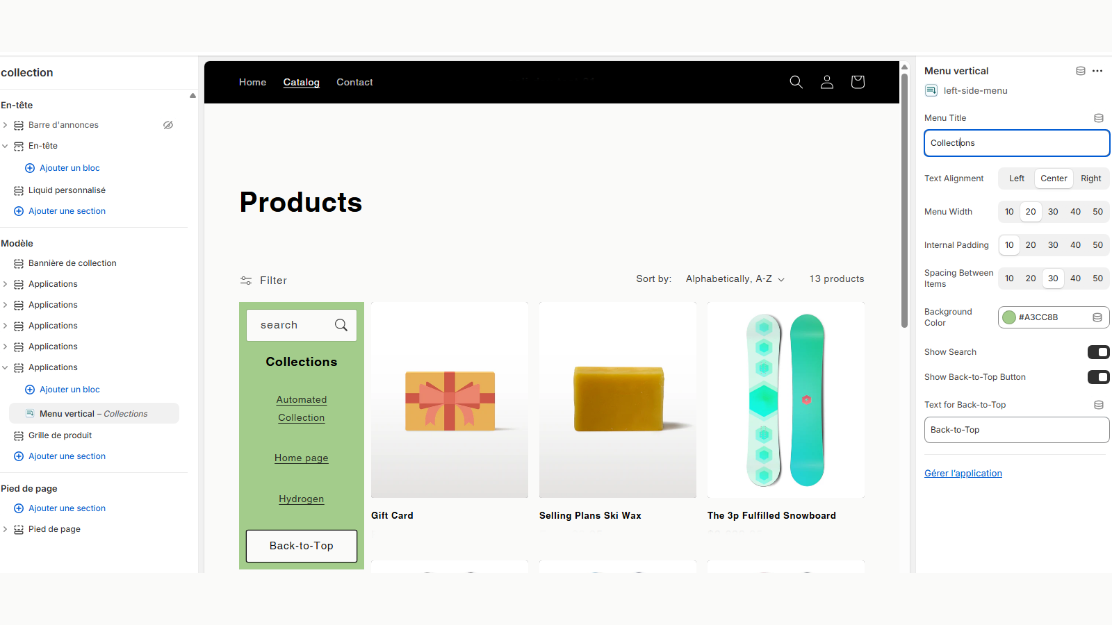 customisation 2 next to product grid
