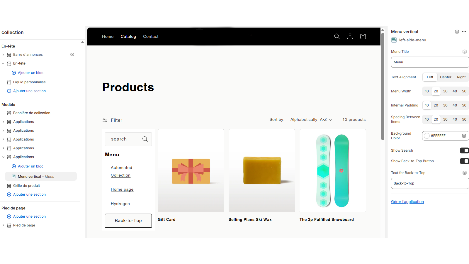 customisation 1 next to product grid