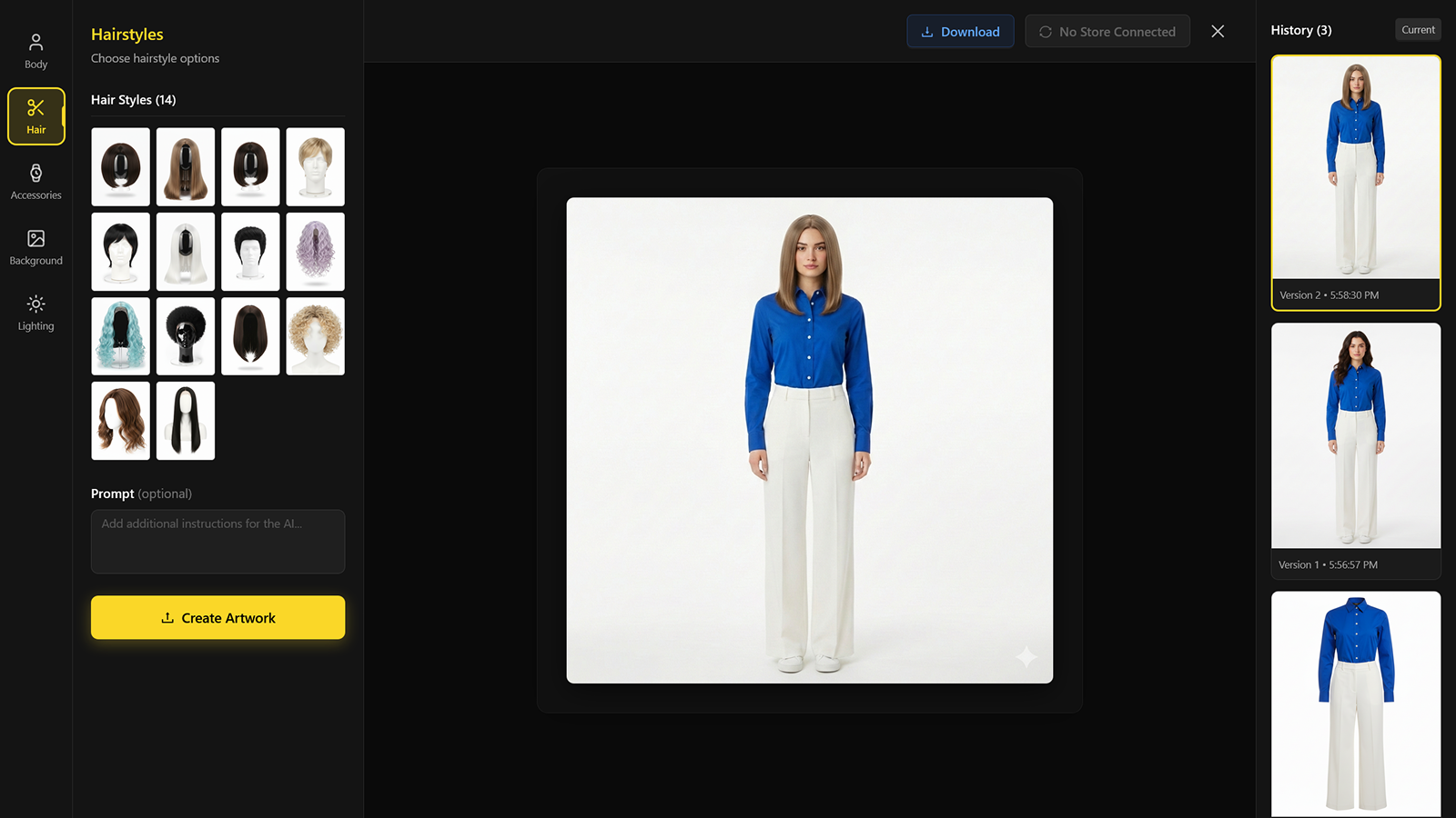 select your desired hairstyle