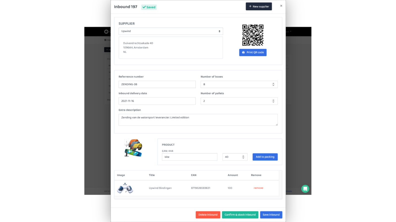 warehouse management inbound supplier purchase order