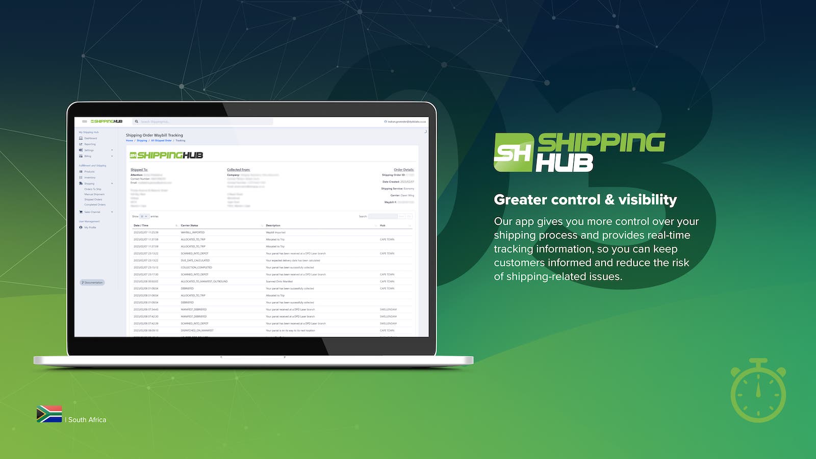 Shipping Hub automated tracking