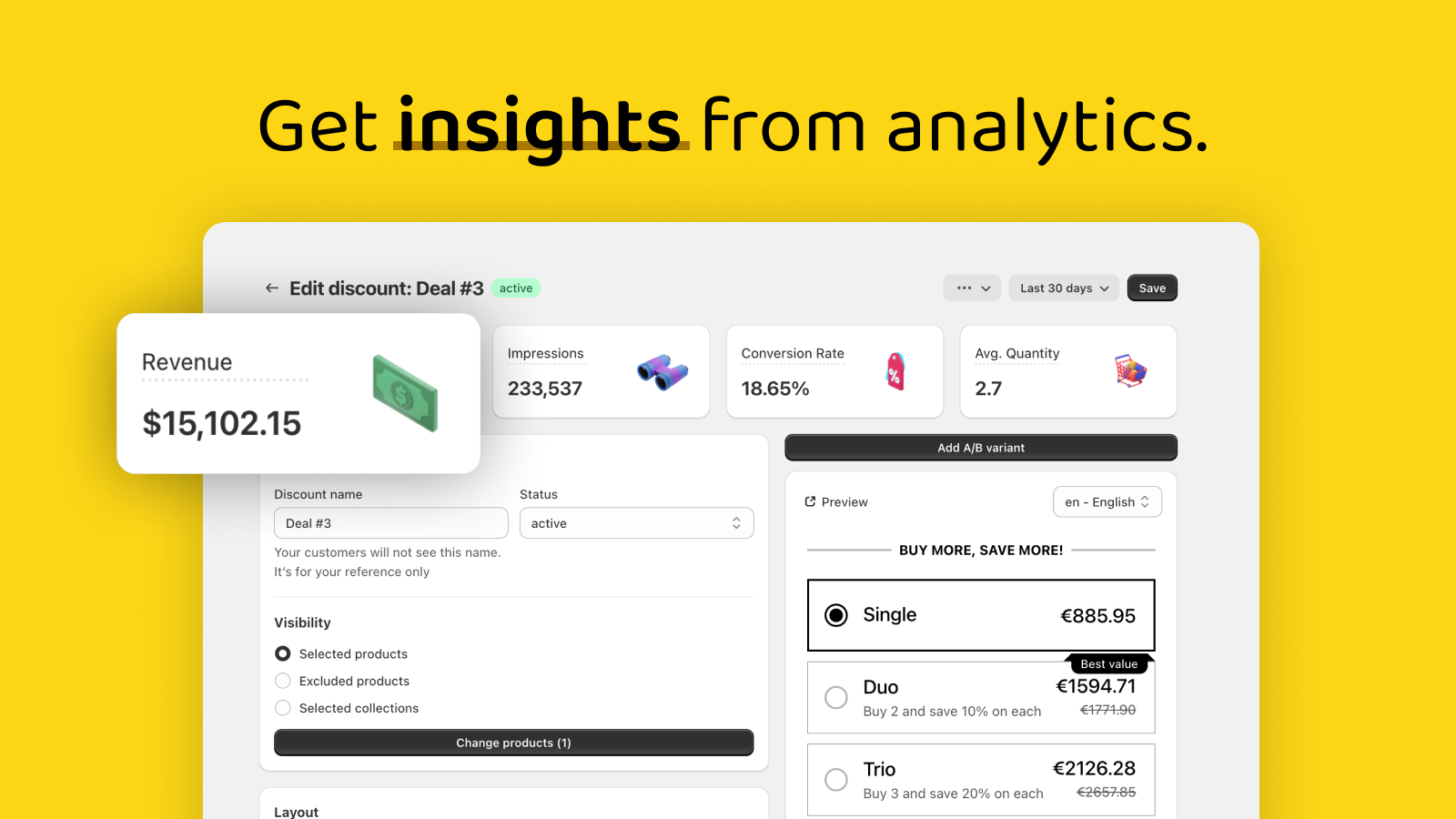 Get insights with bundle discounts analytics