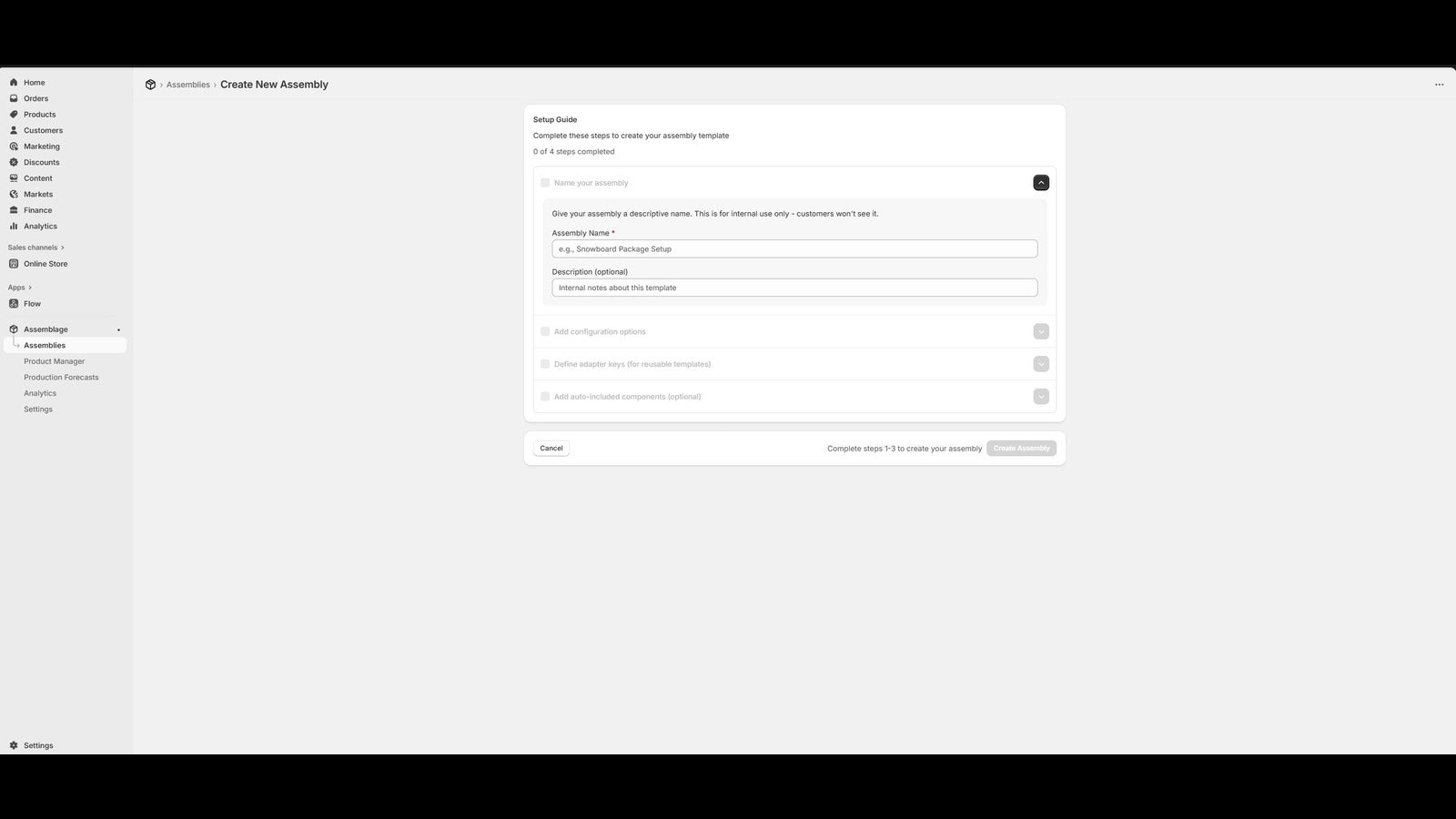 Assemblage Set Up Guide