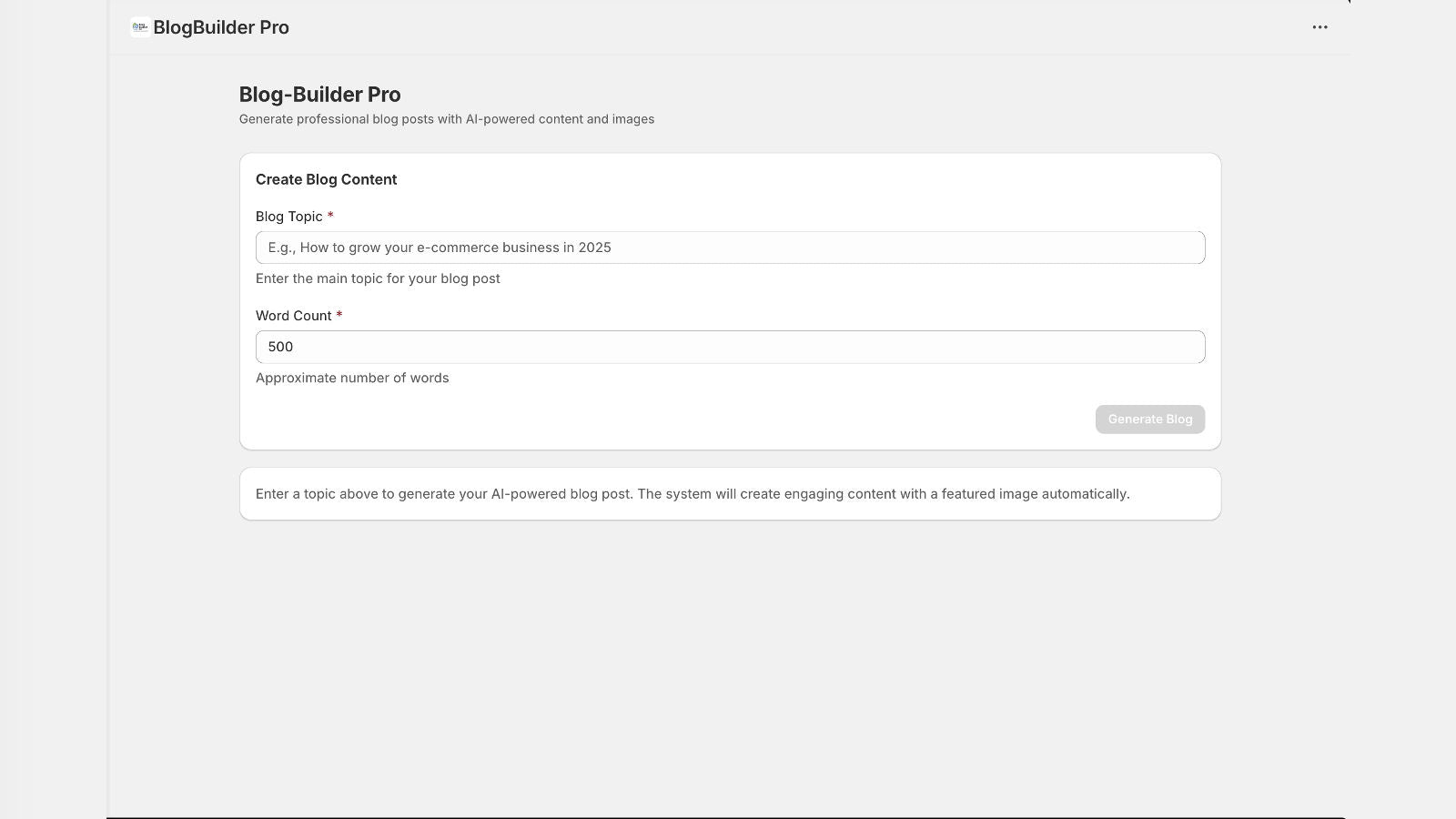 interface of the tool