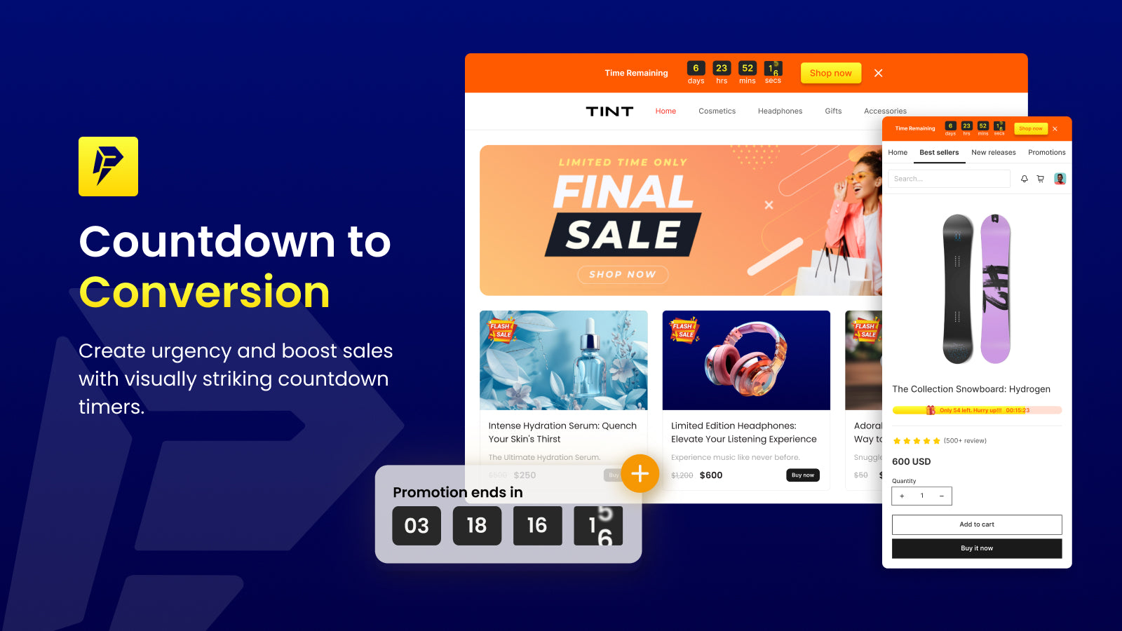 create flash sale, countdown, discount