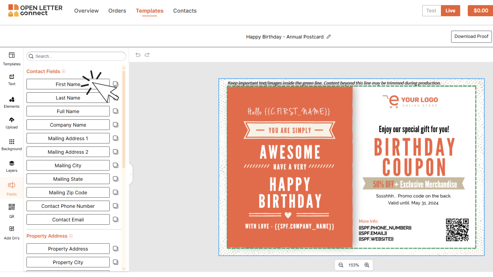 Merge with variable data