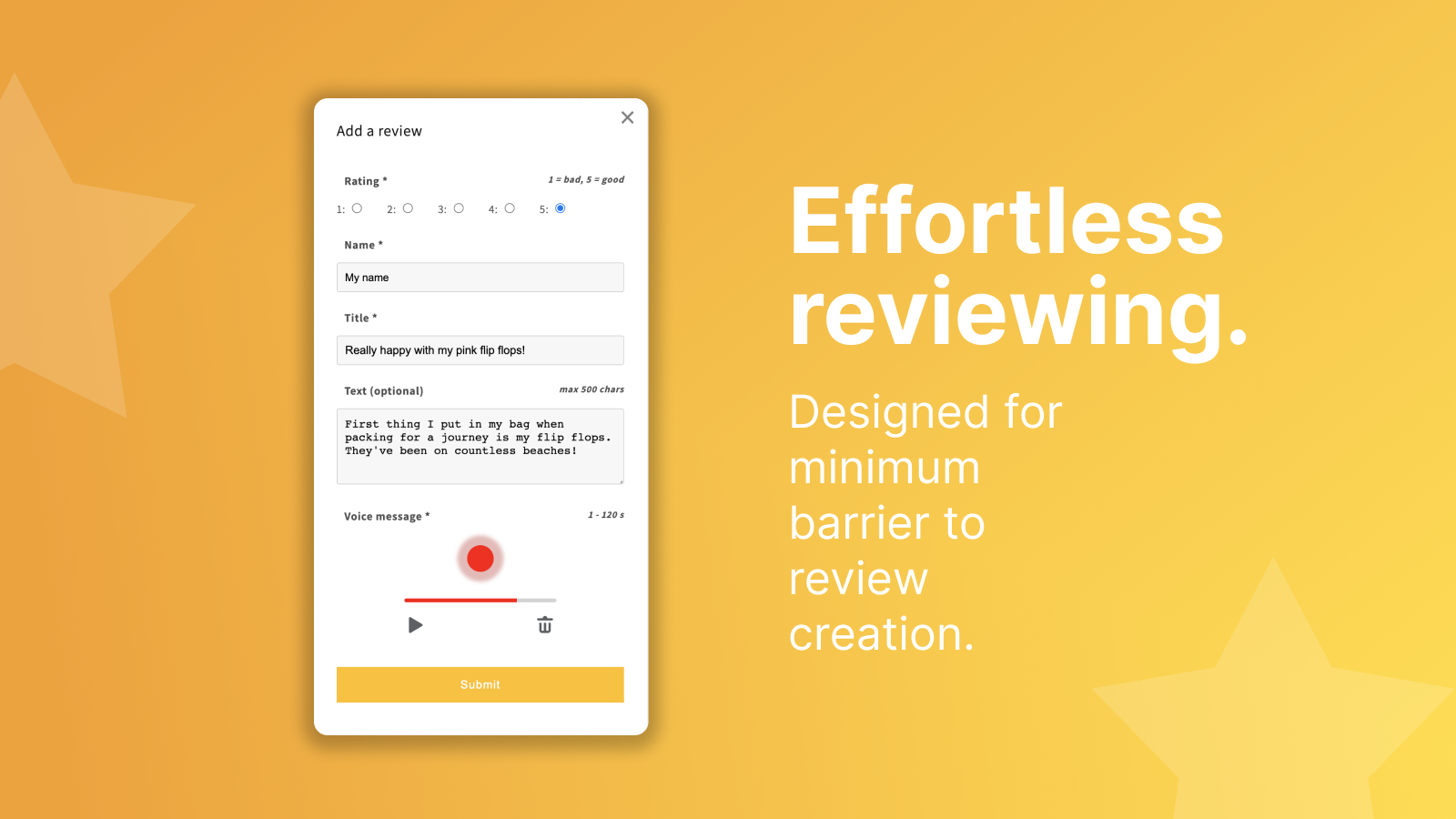 Creating reviews with the AudioReviews Shopify app is easy.