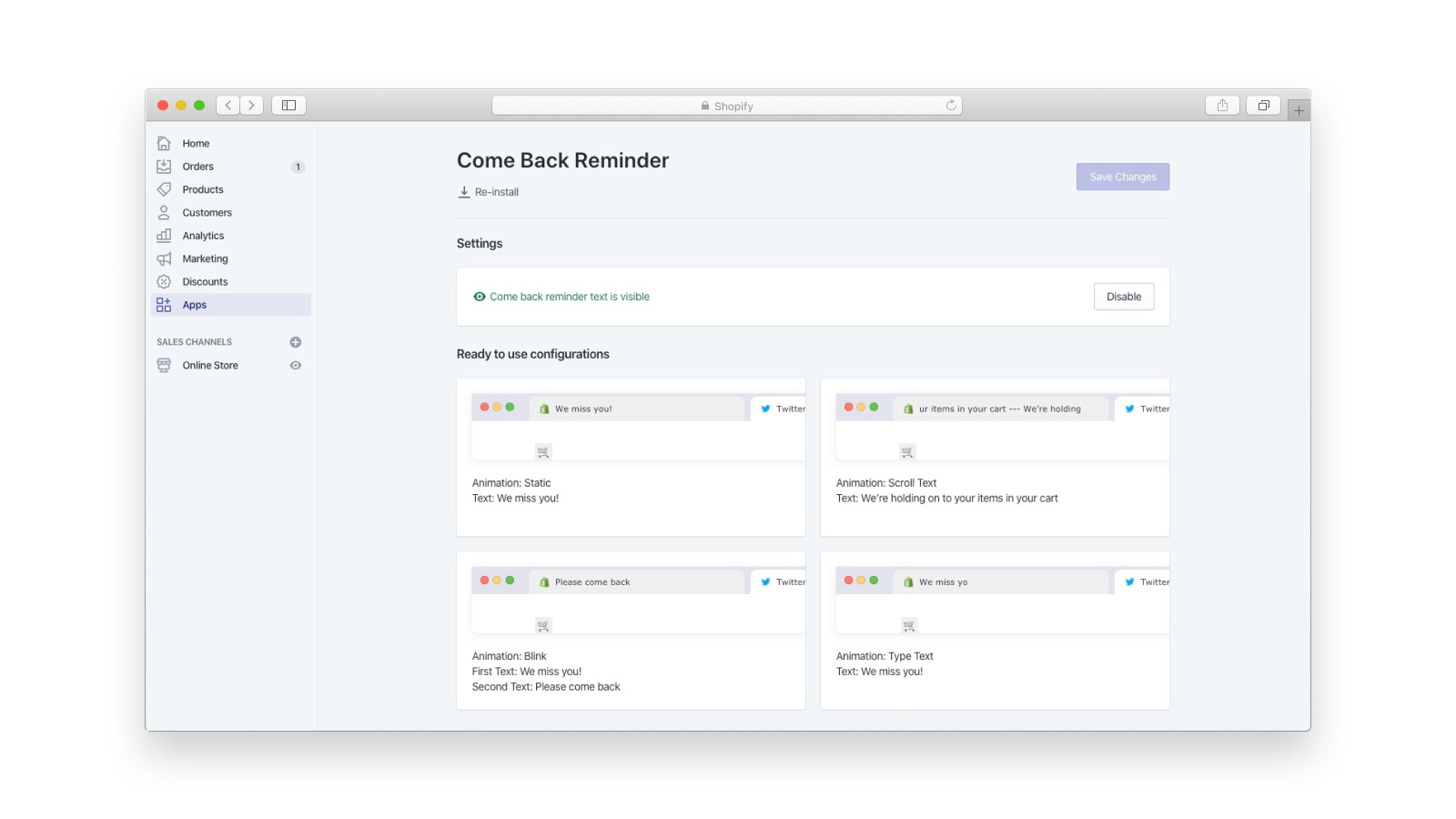 Select pre-configured settings