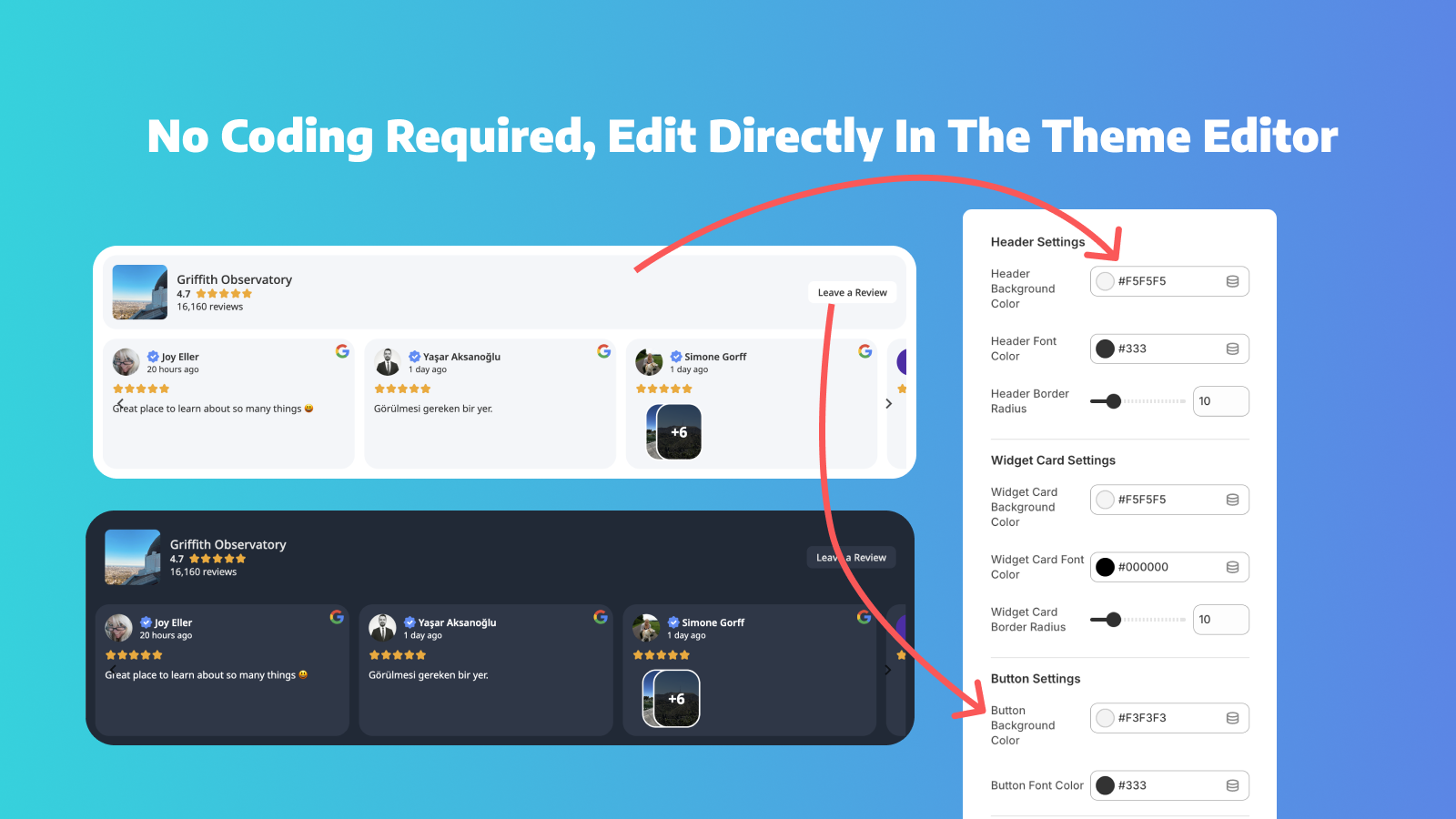 No Coding Required, Edit Directly In The Theme Editor