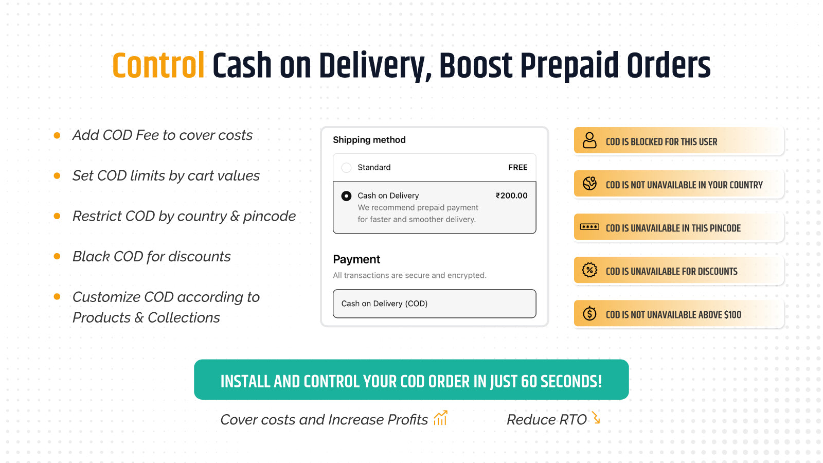 Cash on delivery features settings