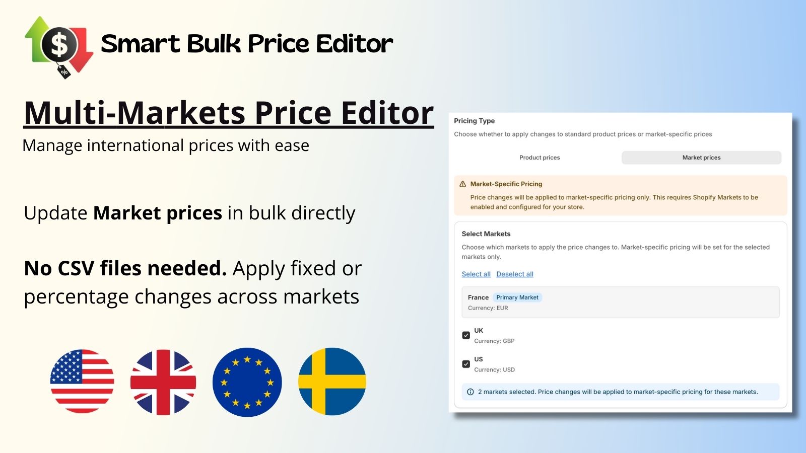 shopify market price editor