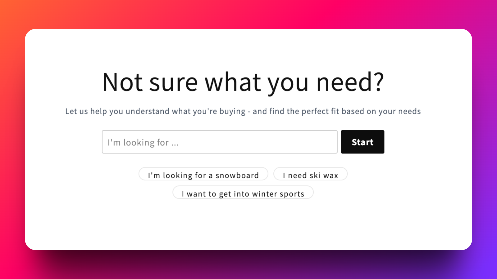 Input for users to ask questions about the products