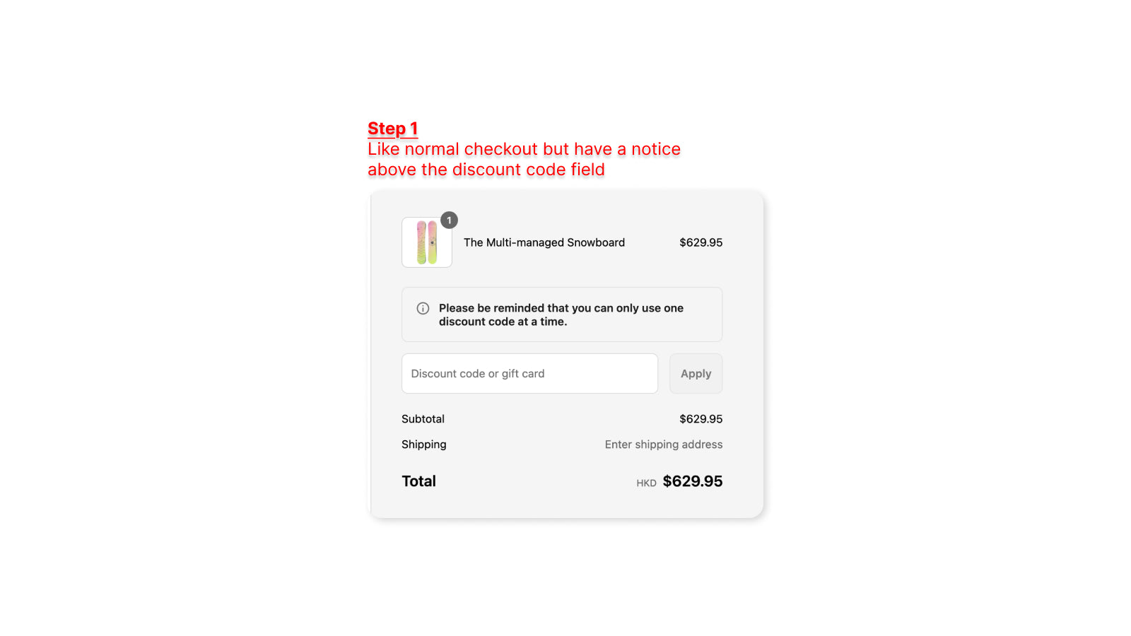 Normal checkout with discount codes