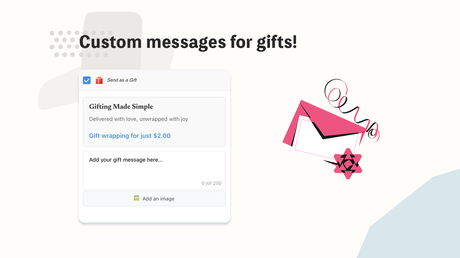 Custom gift messages for gifts. Gift Wrap Shopify App.