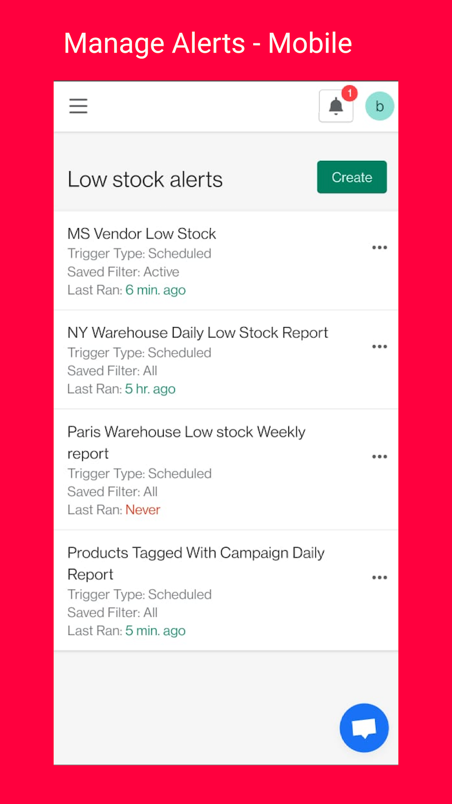 Manage low stock alert