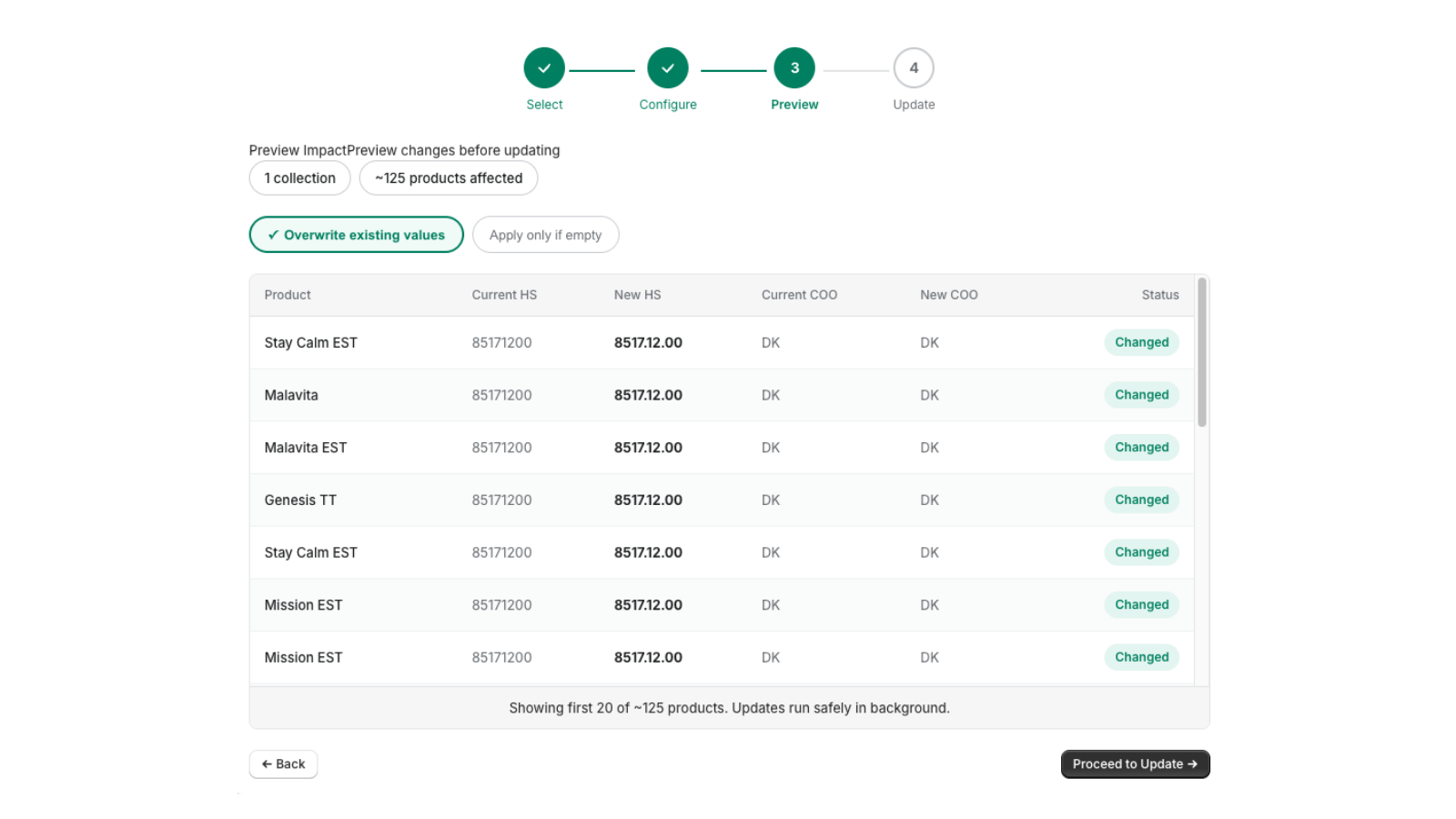 HS Code & Origin Bulk Editor