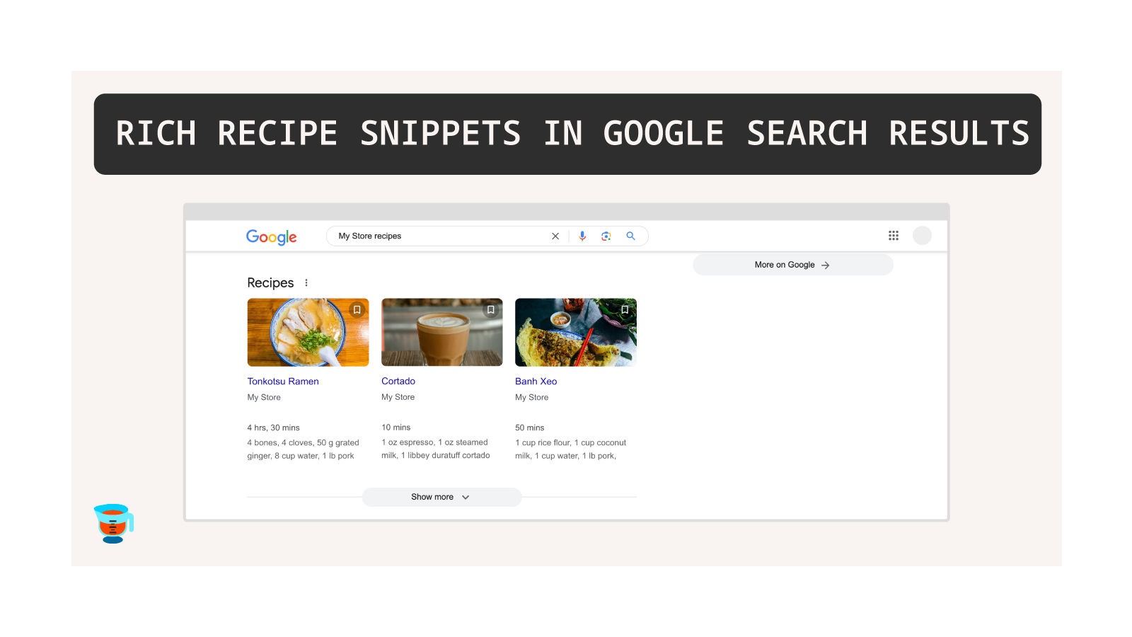 Rich recipe snippets in google search results