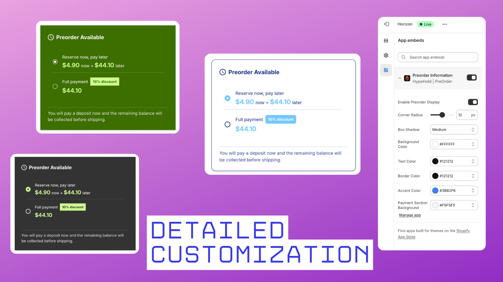 Detailed customization