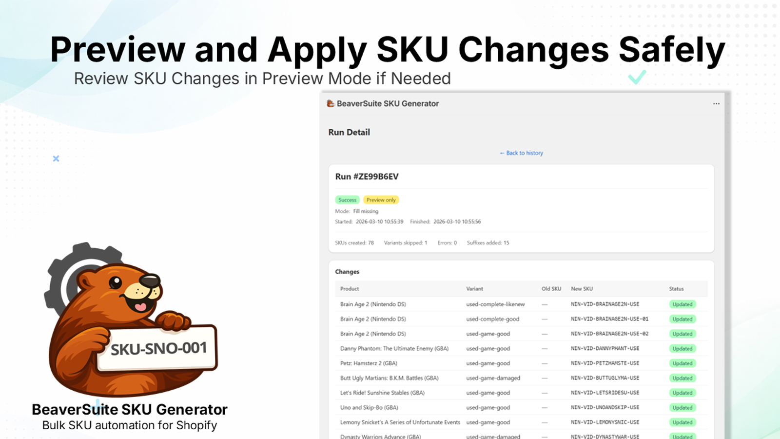 Preview and Apply SKU Changes Safely