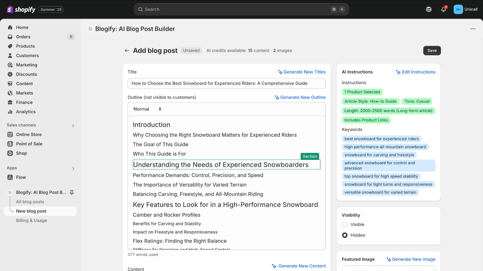 Generate outline with AI