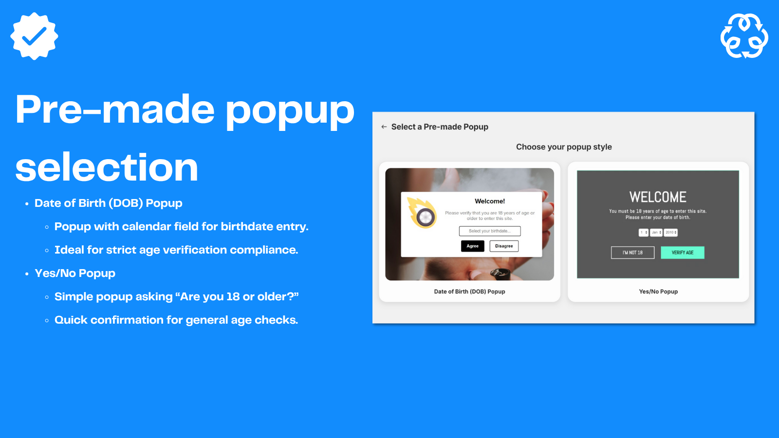 Admin - Popup selection