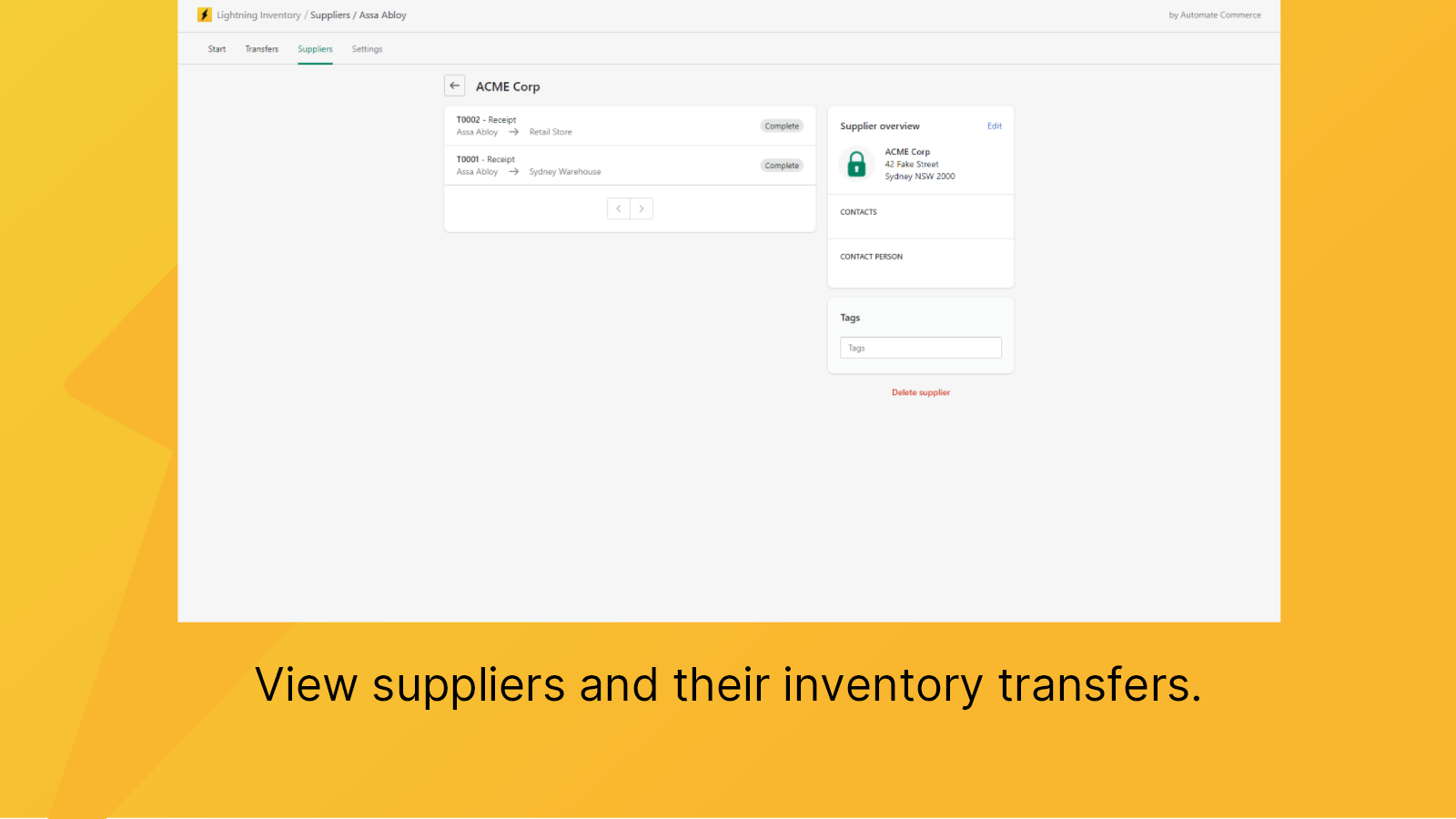 Lightning inventory - supplier view