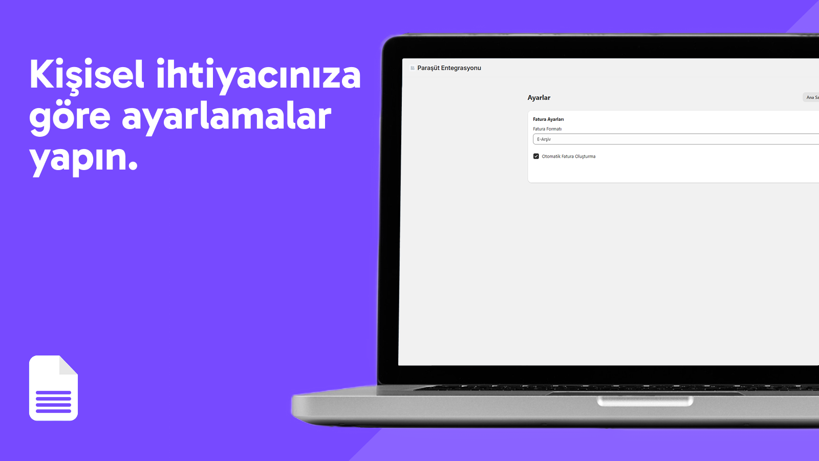 Ayarlar ekranı ve otomasyon ayarları.