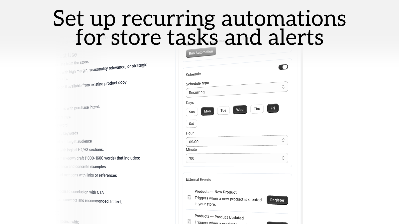 Set up recurring automations for store tasks and alerts