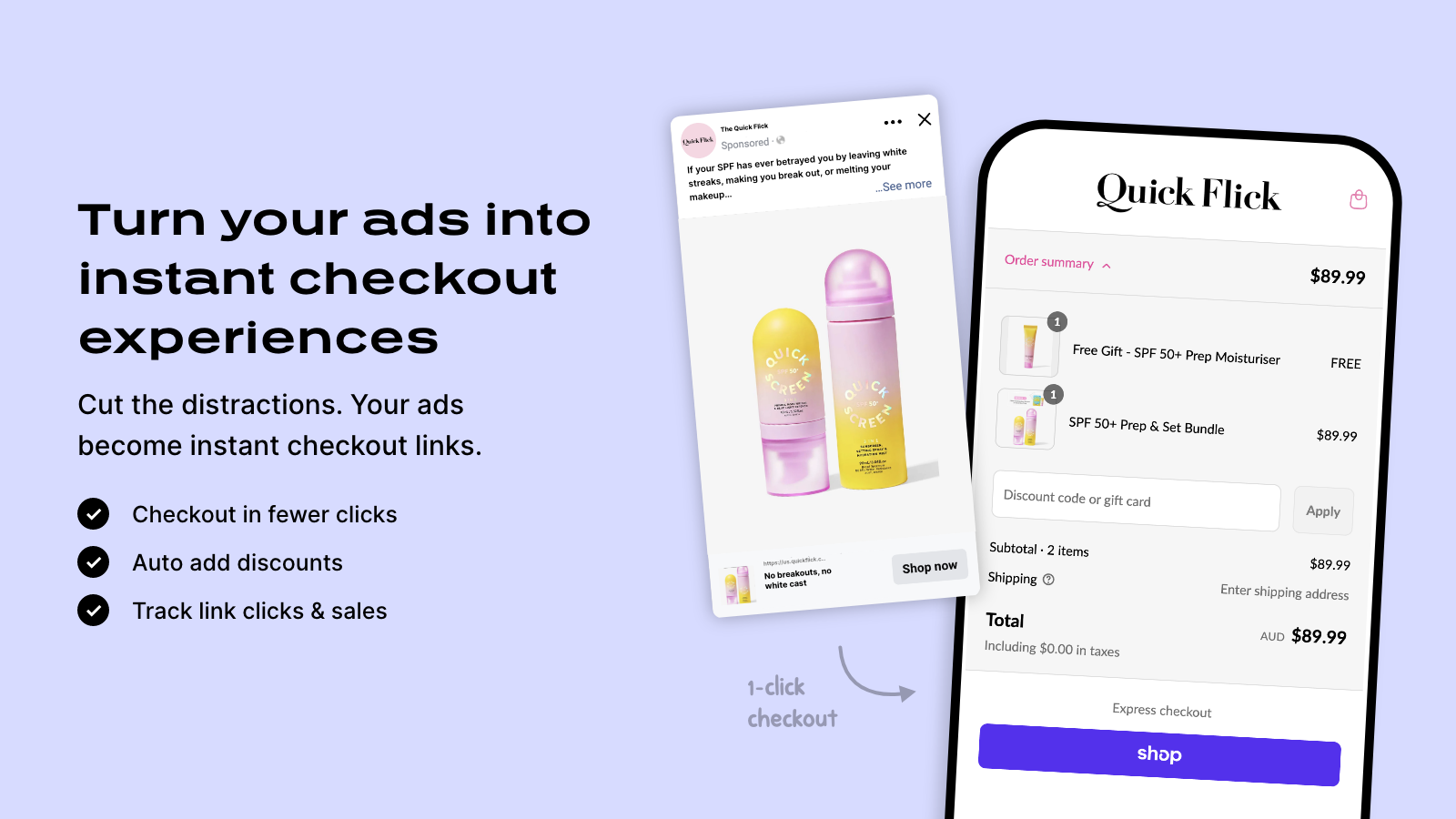 one click checkout links marketing