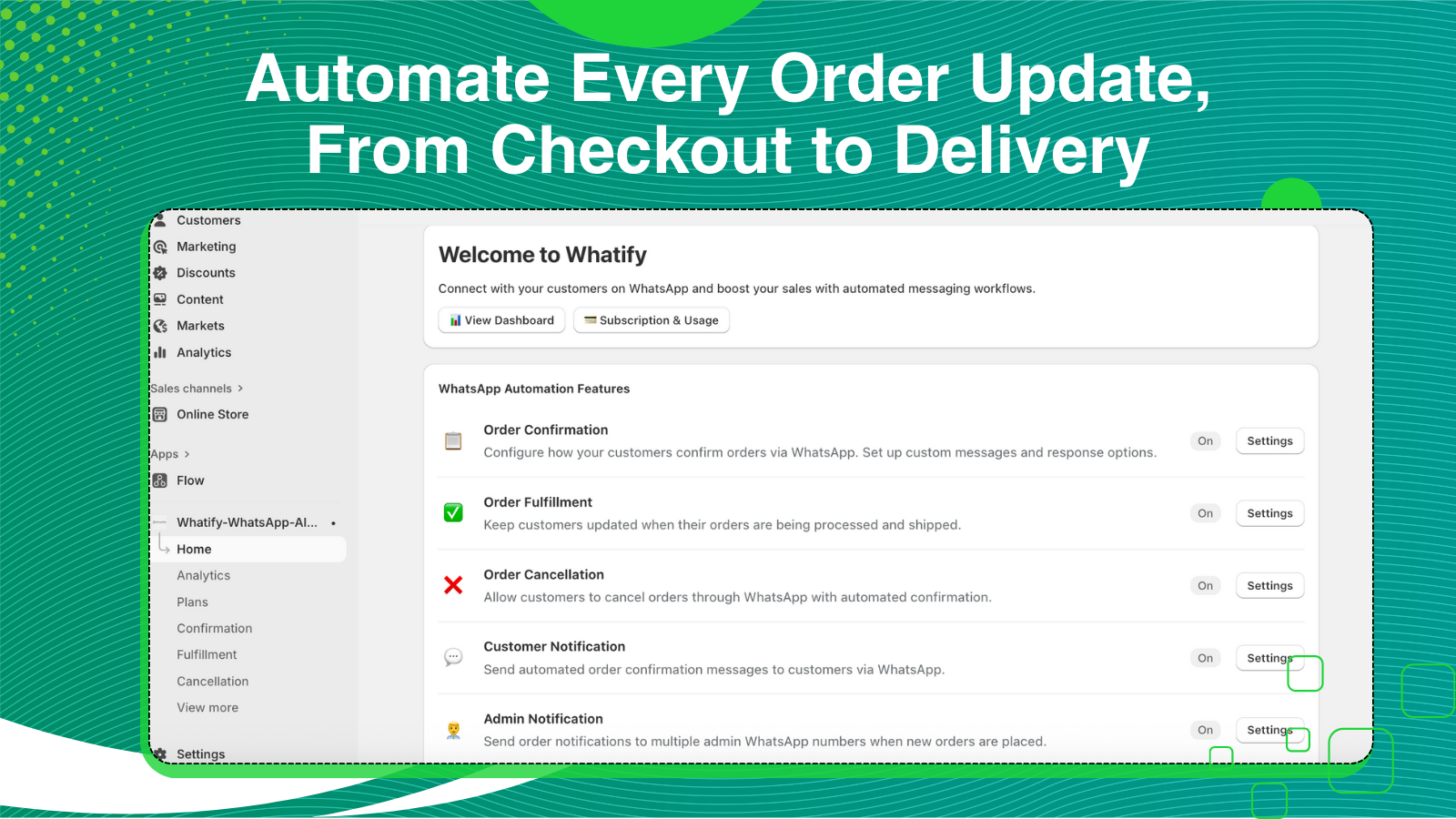 Track orders and sales with Whatify analytics