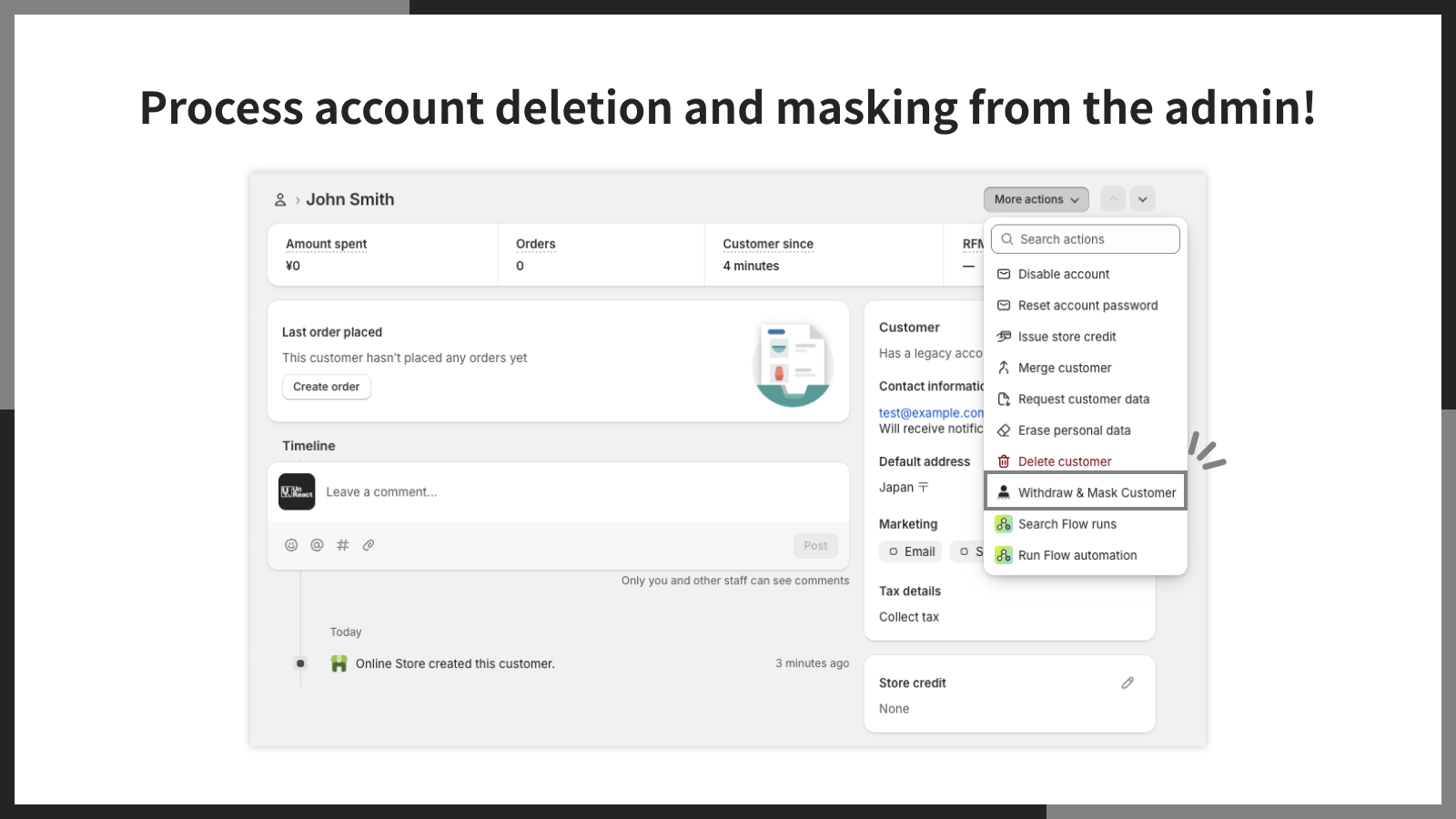 Process account deletion and masking from the admin!