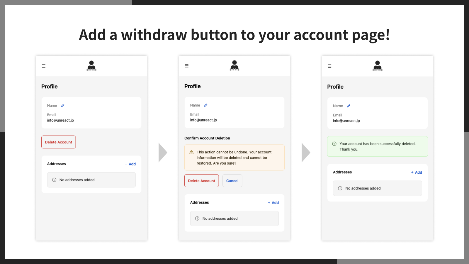 Add a withdraw button to your account page!
