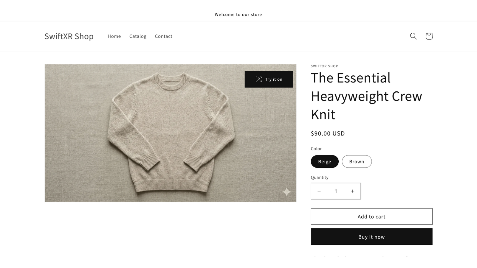 Virtual Try-On button displayed on a product image