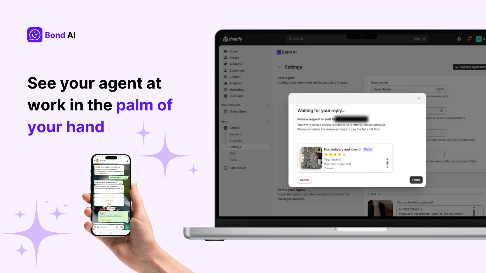 Test Bond AI agent by sending a demo message to your WhatsApp
