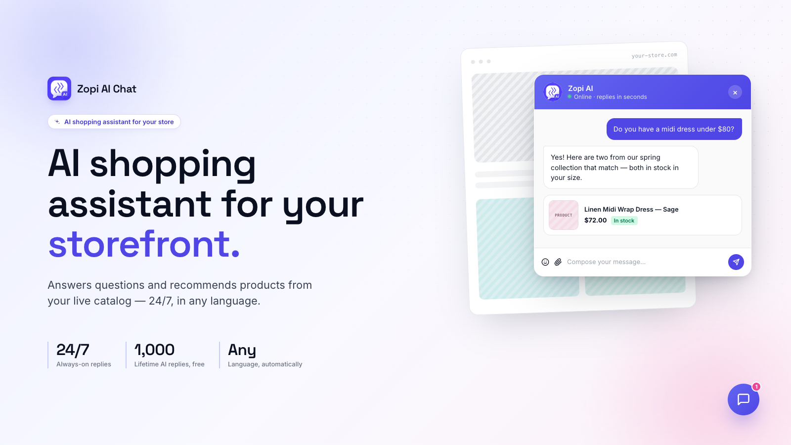 AI shopping assistant for your storefront