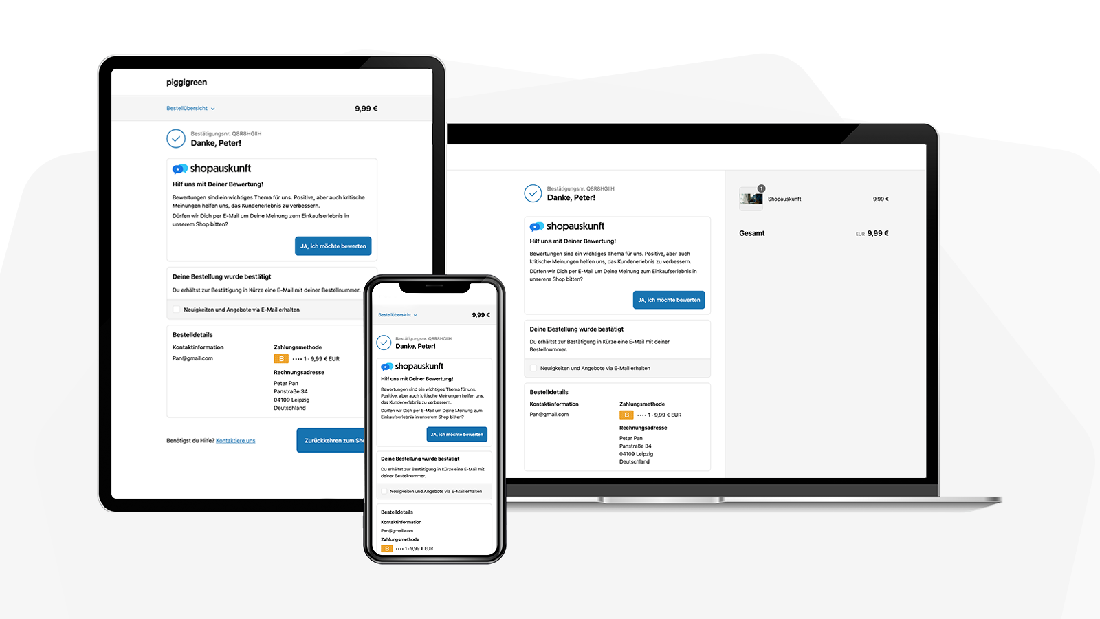 Bewertungsabfrage in verschiedenen Bildschirmgrößen