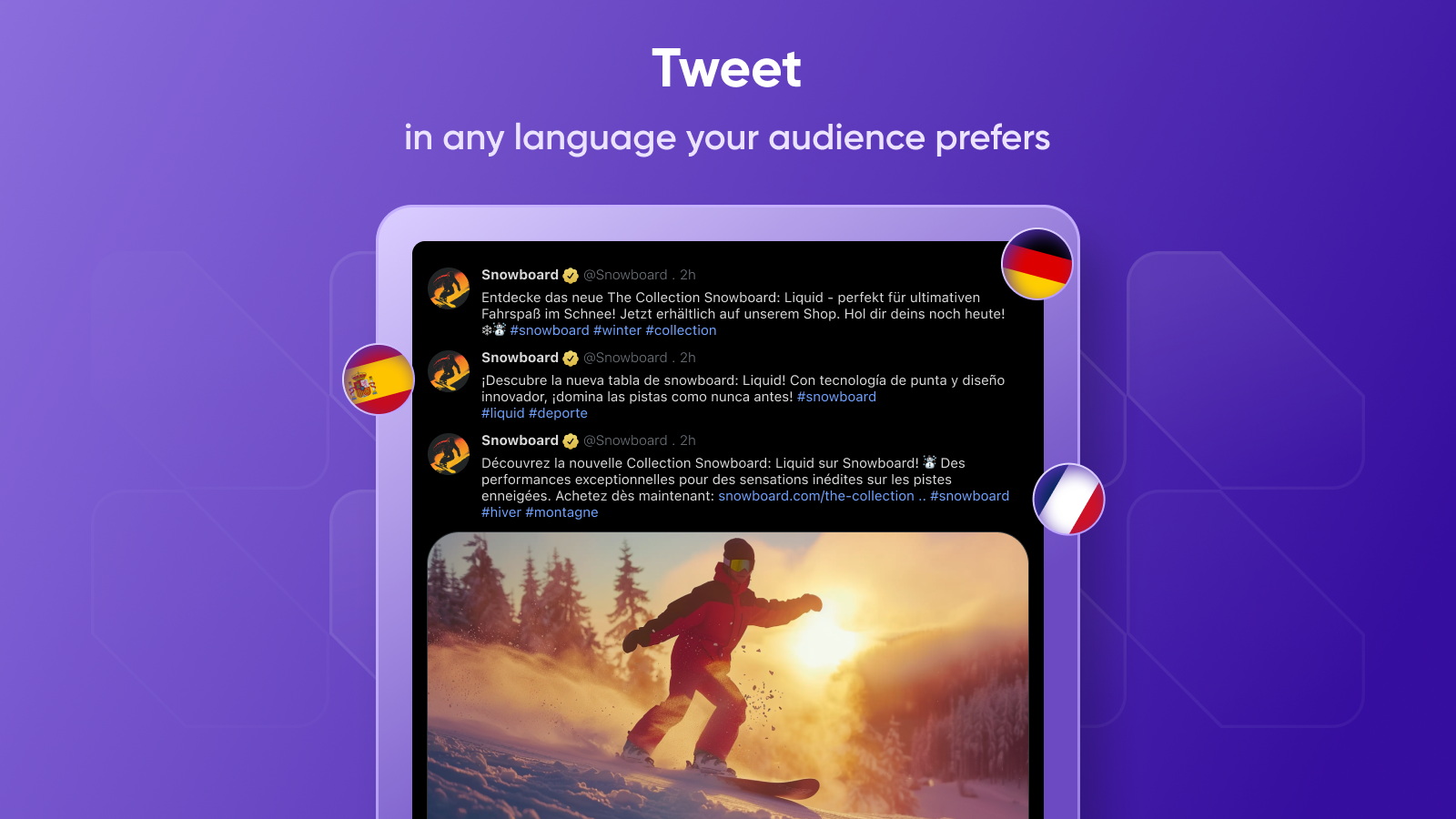 Multilingual social media auto-poster app