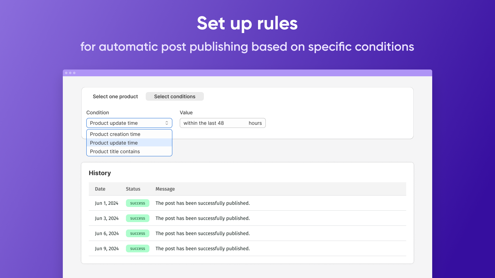 Automate social media posting based on set conditions